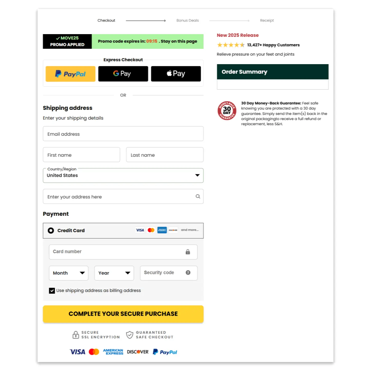 Grounded Footwear secure checkout page